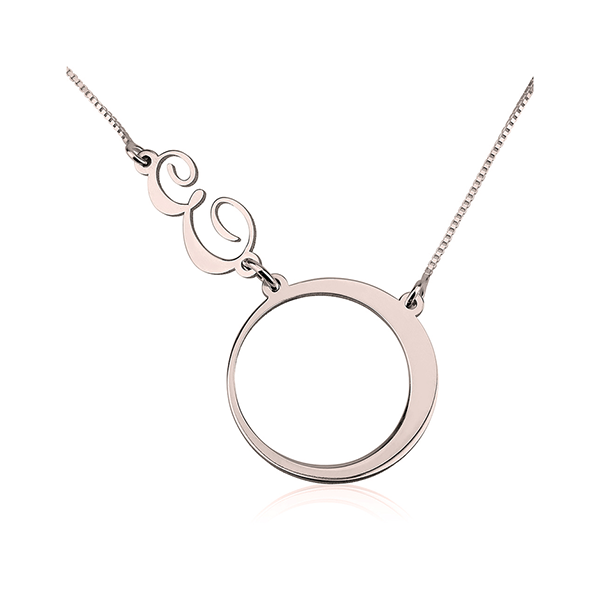 Circle Sideways Initial Necklace