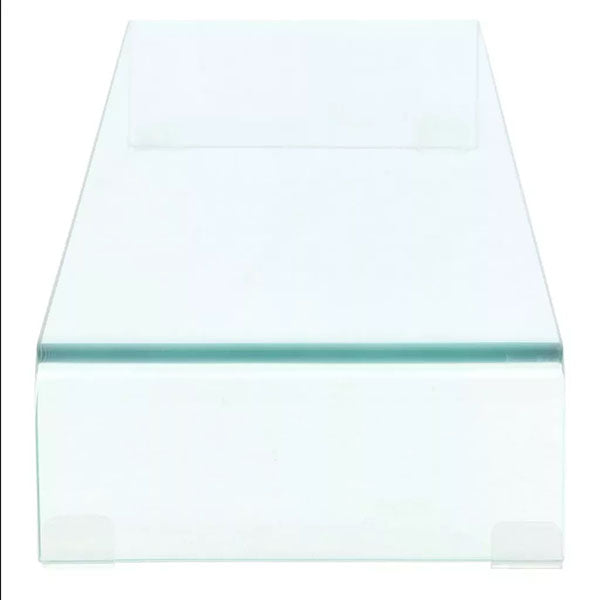 Clear Glass TV Stand Monitor Riser 100x30x13cm