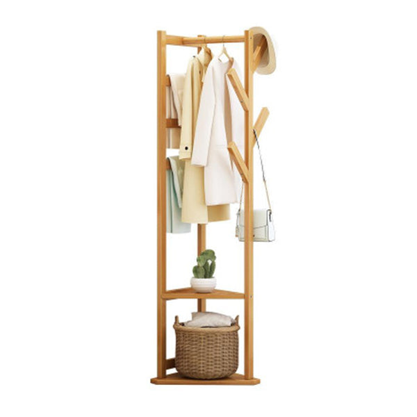 Bamboo Clothes Coat Rack Garment Stand Shelf Tree Hanger Bag Hat Hook