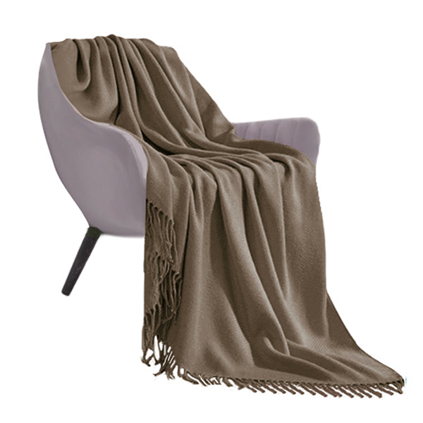 Coffee Acrylic Knitted Throw Blanket