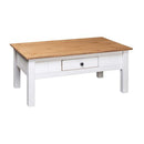 Coffee Table White 100 X 60 X 45 Cm Solid Pine Wood Panama Range