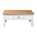 Coffee Table White 100 X 60 X 45 Cm Solid Pine Wood Panama Range