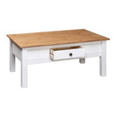 Coffee Table White 100 X 60 X 45 Cm Solid Pine Wood Panama Range