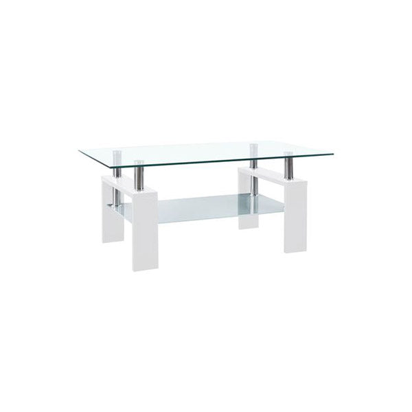 Coffee Table White And Transparent 95X55X40 Cm Tempered Glass