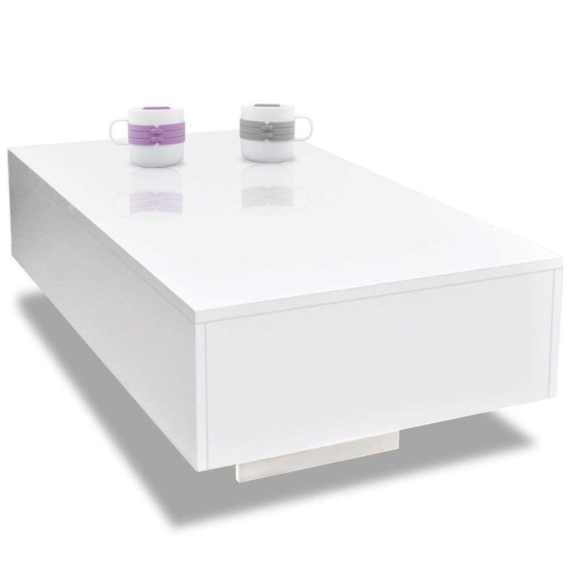 Coffee Table High Gloss  85 x 55 x 31 Cm - White