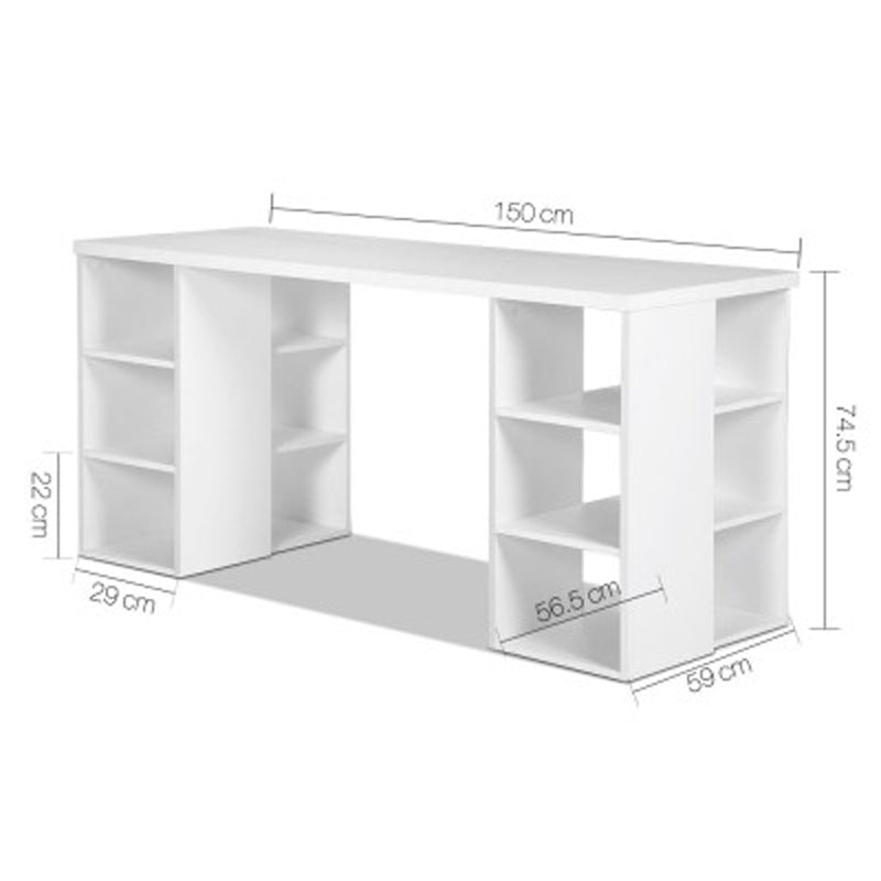 3 Level Computer Desk Computer Desk with 3 tier Storage Shelves - White – Simply Wholesale