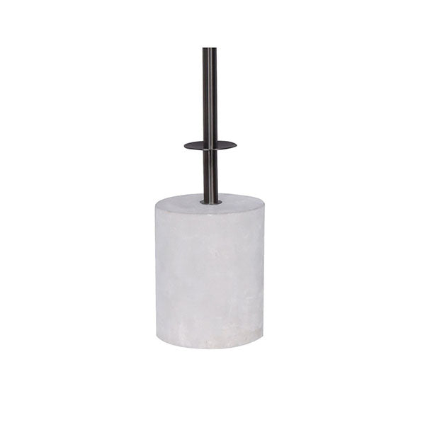 Concrete And Metal Table Lamp With Off White Linen Shade