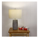 Concrete Table Lamp With Natural Linen Shade