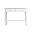 Console Table Hall Side Entry 2 Drawers Display White Desk