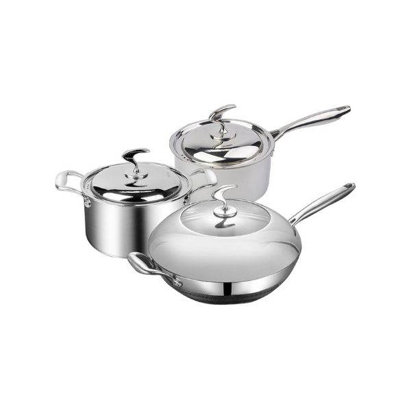 6 Pcs Cookware Set Stainless Steel Frying Pan And Soup Pot With Lid