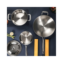 6 Pcs Cookware Set Stainless Steel Frying Pan And Soup Pot With Lid