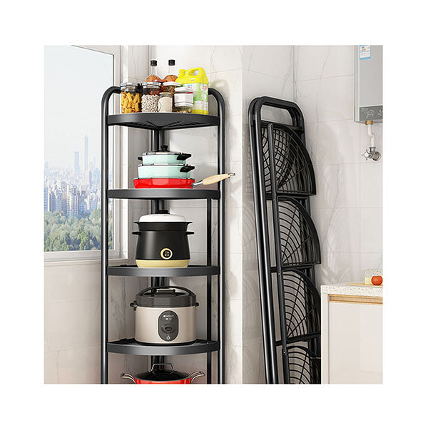 5 Tier Steel Triangular Corner Stand Multi Functional Shelves