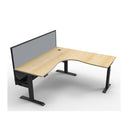 Corner Workstation With Cable Tray And Screen Natural Oak And Black