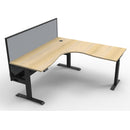 Corner Workstation With Screen And Cable Tray Natural Oak And Black