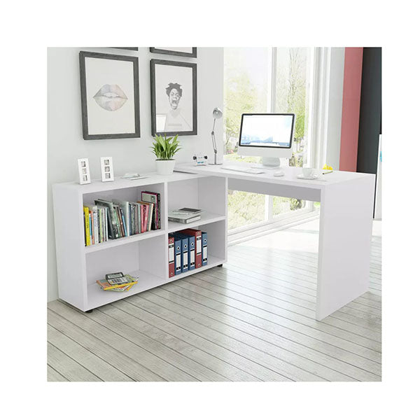 Corner Desk 4 Shelves White