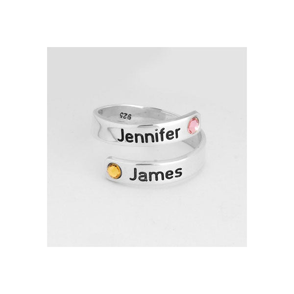 Couple Birthstone Name Ring