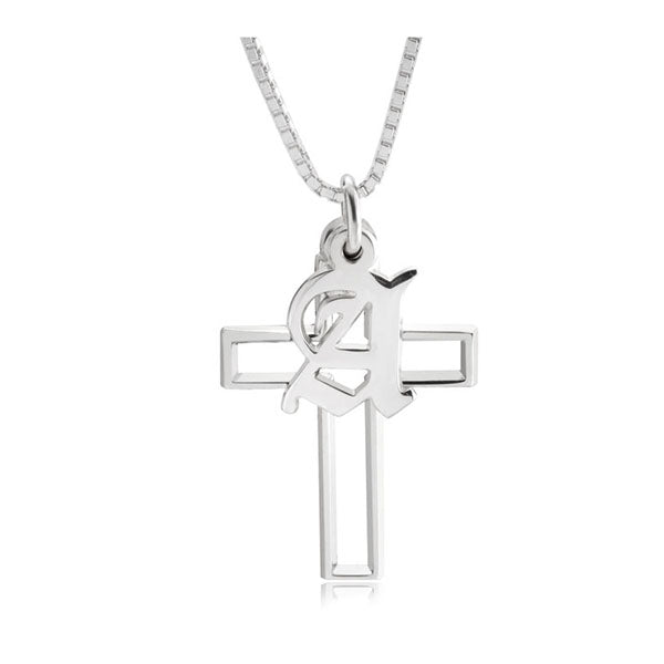 Cross Necklace With Initial