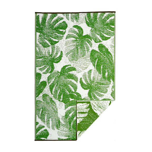 Cuba Lime Green Botanical Recycled Plastic Outdoor Rug