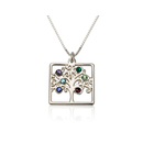Cube Birthstone Family Tree Necklace