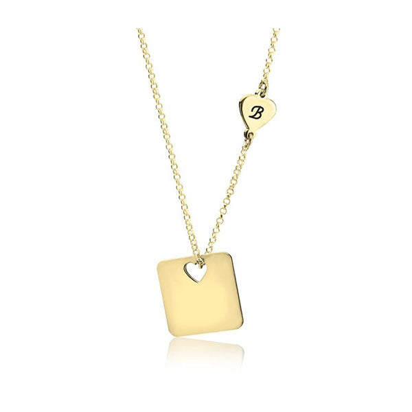 Cut Out Heart Necklace With Initial