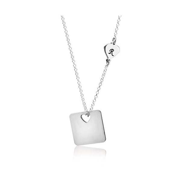 Cut Out Heart Necklace With Initial