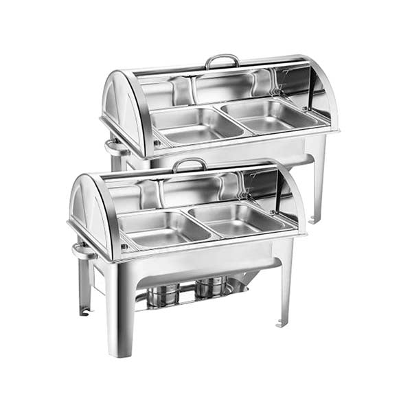 Soga 2X Stainless Steel Roll Top Chafing Dish Dual Trays Food Warmer