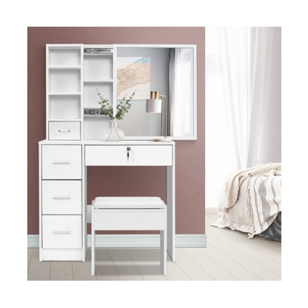 Artiss Dressing Table Stool Mirror Jewellery Cabinet Makeup Drawer