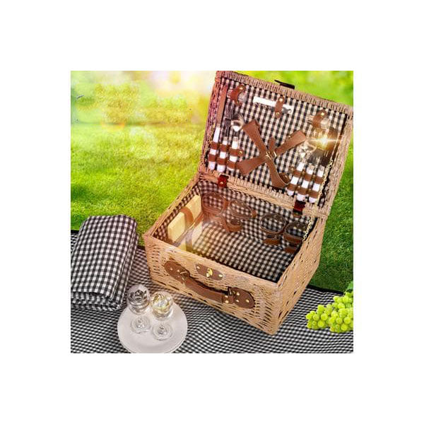 Deluxe 2 Person Picnic Basket Set Outdoor Blanket Park Trip