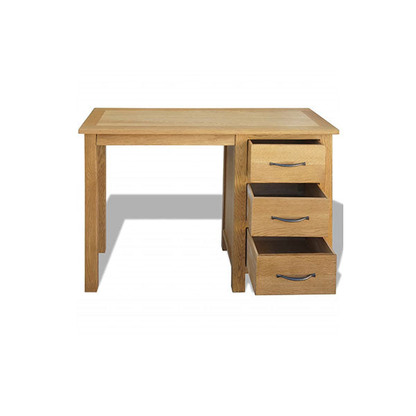 Desk With 3 Drawers Solid Oak Wood
