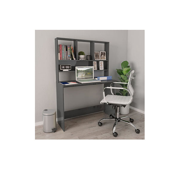 Desk With Shelves High Gloss Chipboard