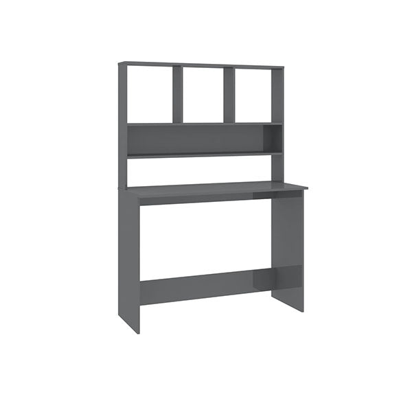 Desk With Shelves High Gloss Chipboard
