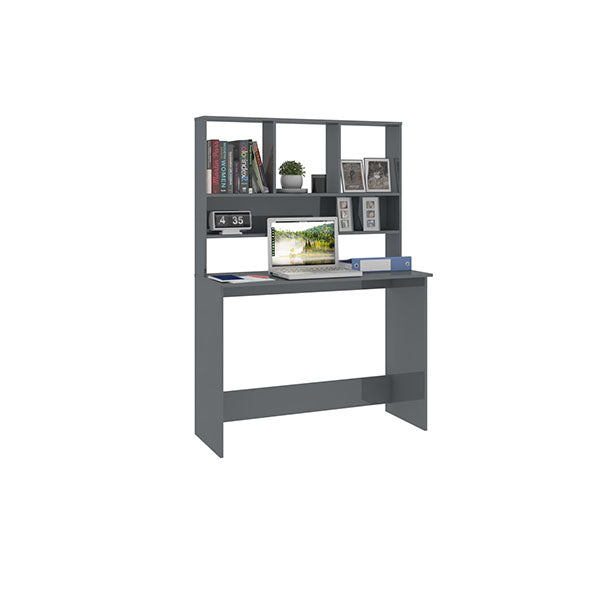 Desk With Shelves High Gloss Chipboard
