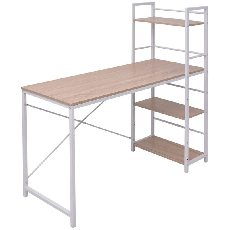 Desk With 4-Tier Bookcase - Oak