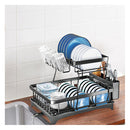 Detachable Dish Drying Rack Cutlery Organizer Drainer Board 2 Tier