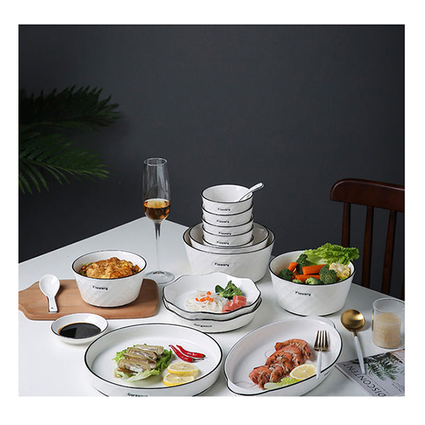 Diamond Pattern Ceramic Dinnerware Set Of 22