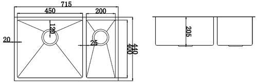Stainless Steel Sink - 715x440mm