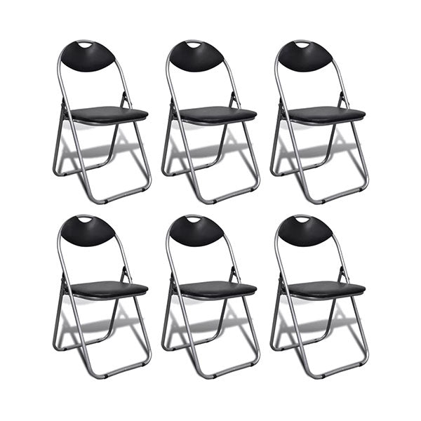 Dining Chair 6 Pcs Foldable With Steel Frame Black