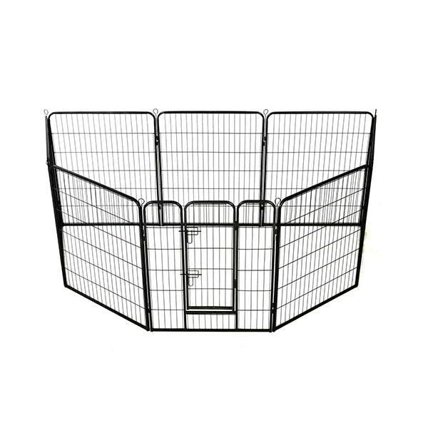 Dog Playpen 8 Panels Steel 80 X 100 Cm Black