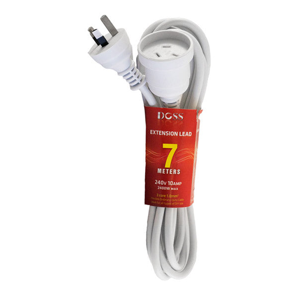 Doss 7M Power Extension Lead White
