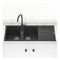 1060Mm Granite Kitchen Sink Drainer Board Double Bowls Top Mount Black