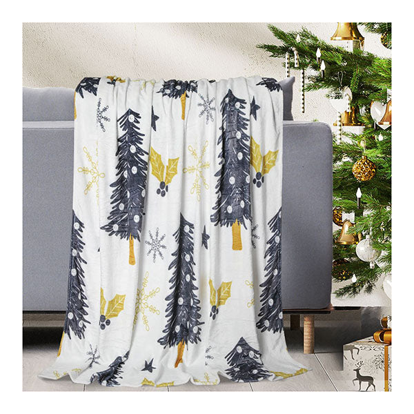 Double Sided Flannel Christmas Tree Throw Blanket
