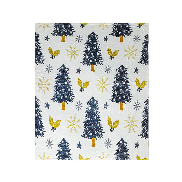 Double Sided Flannel Christmas Tree Throw Blanket