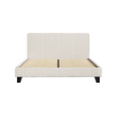 Bed Frame Boucle Fabric Mattress Base Platform Wooden Beige