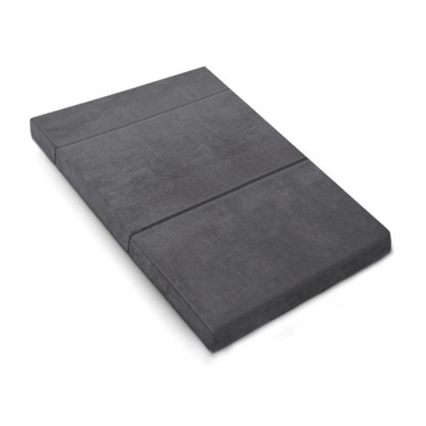 Double Size Folding Foam Mattress Velvet Dark Grey