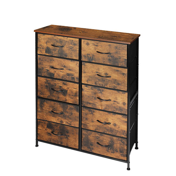 Storage Cabinet Tower Chest Drawers Dresser Tallboy Drawer Retro Brown