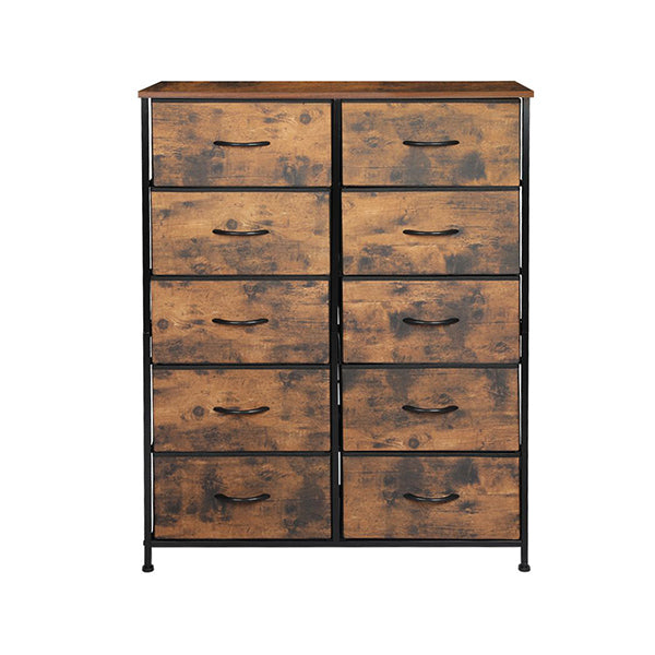 Storage Cabinet Tower Chest Drawers Dresser Tallboy Drawer Retro Brown