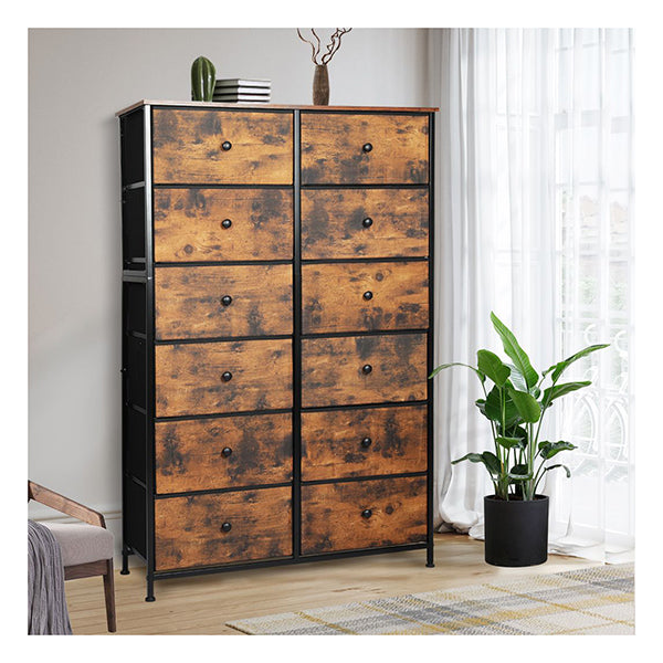 Storage Cabinet Tower Chest Drawers Dresser Tallboy Drawer Retro Brown