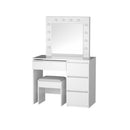 Dressing Table Led Makeup Mirror Stool Set 12 Bulbs Vanity Desk White