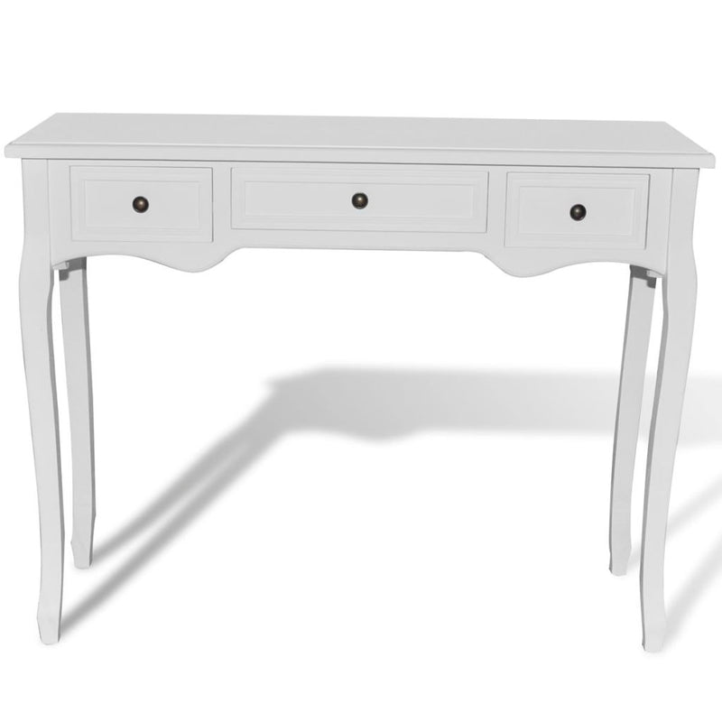 Dressing Console Table with Three Drawers - White
