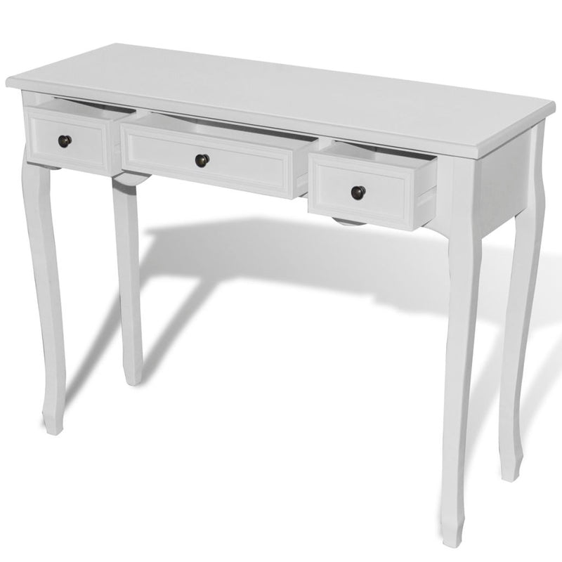 Dressing Console Table with Three Drawers - White
